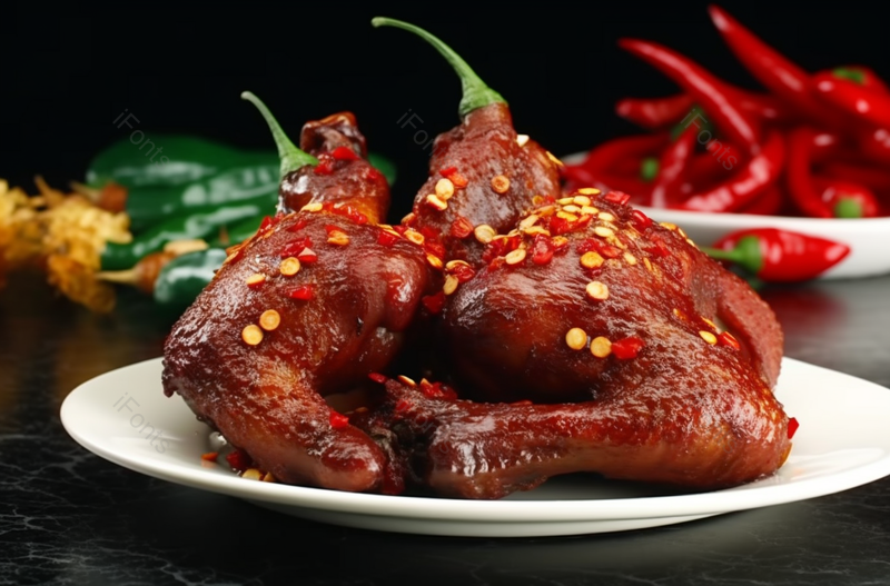 饭店经典名菜红彤彤诱人香辣猪手,高清,摄影图,摄影图片,图片大全,摄影图免费下载